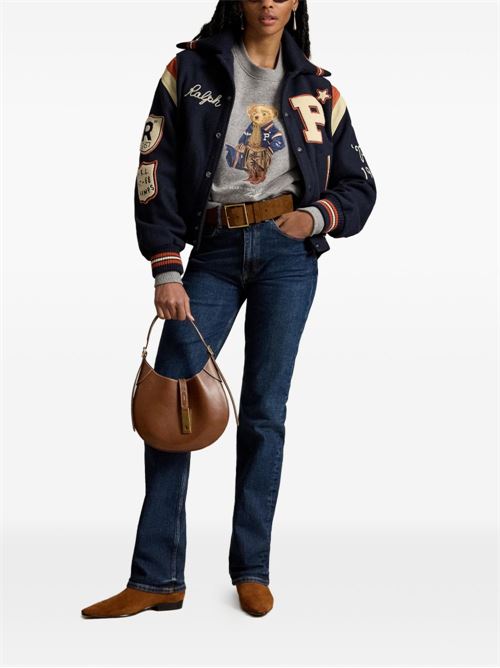 Felpa girocollo Polo Ralph Lauren da donna grigia con Polo Bear POLO RALPH LAUREN | 211B17788001